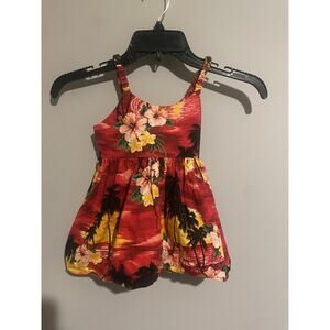 Toddler Pacific Legend Hawaiian Luau Dress SZ 1-2 Palm Trees Floral‎ Dress